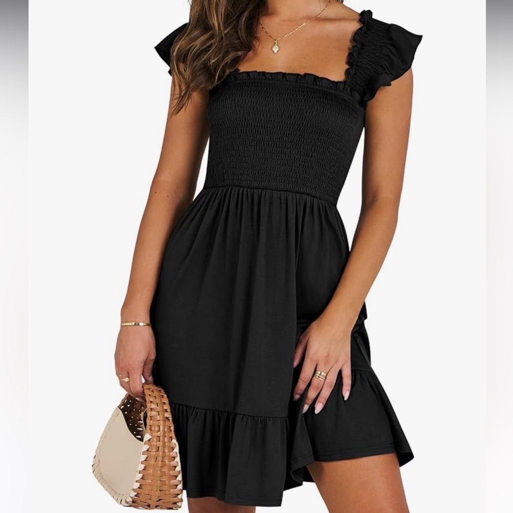 Black Ruffle Sleeve Dress